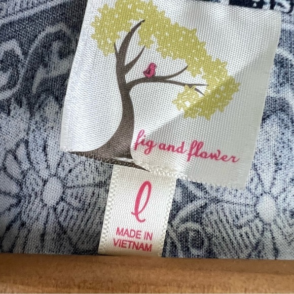 Anthropologie Fig & Flower Bohemian Rayon Balloon Sleeve Tunic Blouse L - Picture 13 of 13